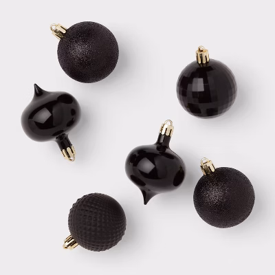 20pc Shatter-resistant Christmas Tree Ornament Set Black - Wondershop