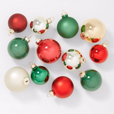 42ct Round Glass Christmas Tree Ornament Set Red/burgundy/green - Wondershop