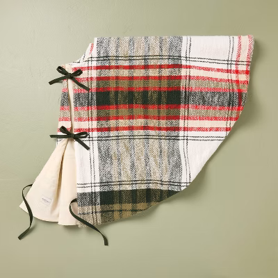 52" Rustic Plaid Woven Christmas Tree Skirt - Hearth & Hand™ With Magnolia