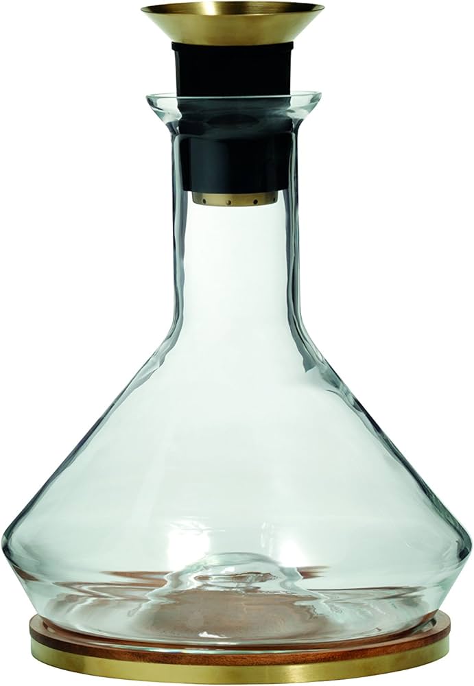 Rbt Decanter With Wood Coaster And Micro-perforated Aerator