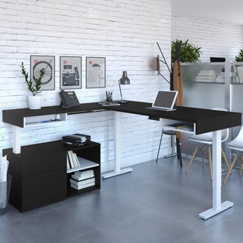 Viva L-shape Height Sit And Stand Adjustable Workstation