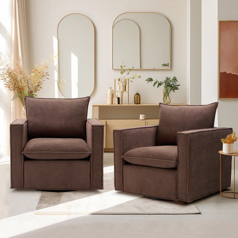 Hendina CAL117 Compliant 34.25'' Wide Swivel Armchair (Set of 2)