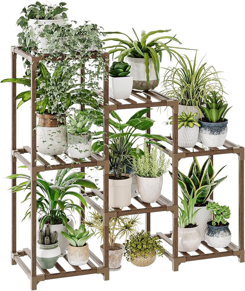 Bamworld Plant Stand Indoor Plant Shelf Outdoor Wood Plant Rack For Multiple Plants 3 Tiers Ladder Plant Holder For Living Room Patio Boho Home Decor For Gardening : Patio