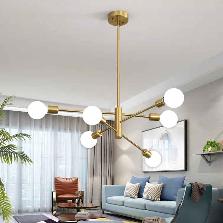 Corrigan Studio Sputnik Chandelier Mid Century Modern Industrial E26 Pendant Lighting Chandeliers