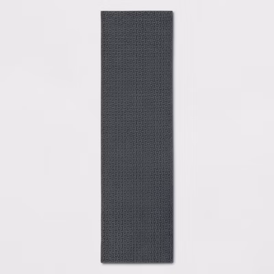 2'x7' Washable Solid Machine Tufted Runner Rug Gray - Threshold