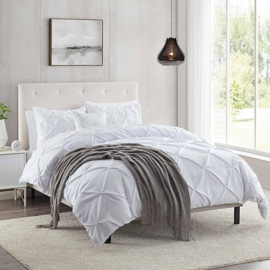 Nestl White Duvet Cover King Size - Pintuck King Duvet Cover Set