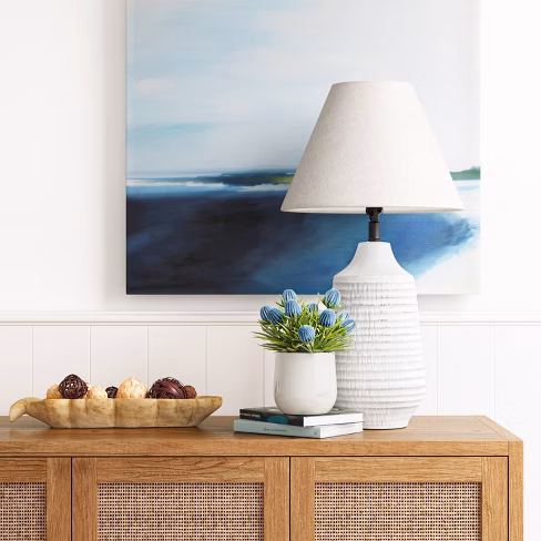 Large Ceramic Textured Table Lamp Base White - Threshold™: Modern Accent Lighting, Etl Listed
