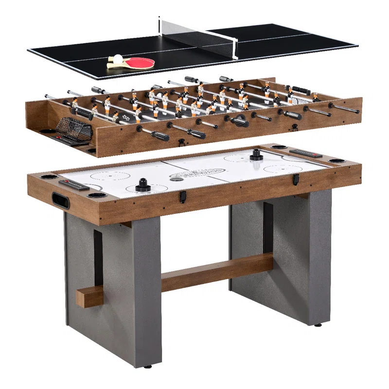 Barrington Urban Collection 54” 3-in-1 Combination Game Table With Air Powered Hockey, Foosball, And Table Tennis