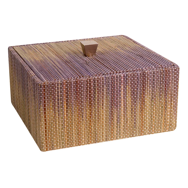 Grace Mitchell Lilac Woven Seagrass Box With Lid, 7.5