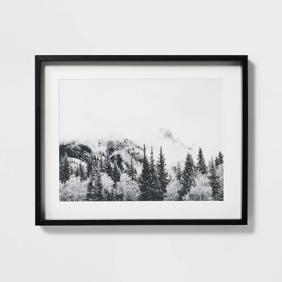 30"x24" Foggy Mountains Framed Wall Art - Threshold™ Designed With Studio Mcgee: Modern Decor, Black Frame, Landscape Print
