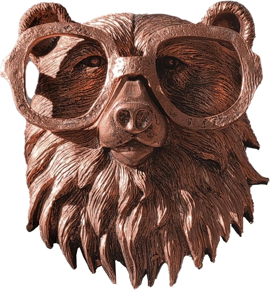 Artocery Brass Animal Heads Wall Decor Gold Animal Heads Shaped 6.3" High Resin Wall Hanging Decor For Living Room Bath Room Kitchen Bar And Gardening Ideas Gift For Her For Him (bear-brass) : Home & Kitchen