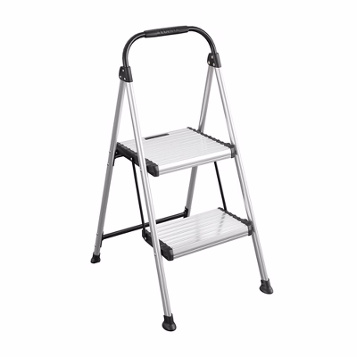 Cosco 2 Step All Aluminum Step Stool: Silver, 225 Lb Capacity, No Assembly, Lightweight Stepping Stool For Adults