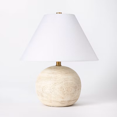 16"x14" Medium Faux Wood Table Lamp Brown - Threshold™ Designed With Studio Mcgee