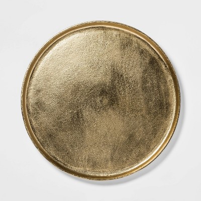 17.6" Round Aluminum Tray Gold - Threshold