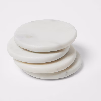 4pk Marble Coasters White - Threshold