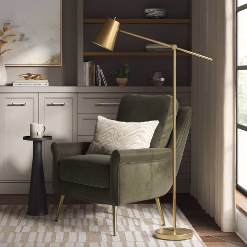 Cantilever Floor Lamp Brass - Threshold™: Adjustable, Swivel Arm, Metal Shade, Etl Listed
