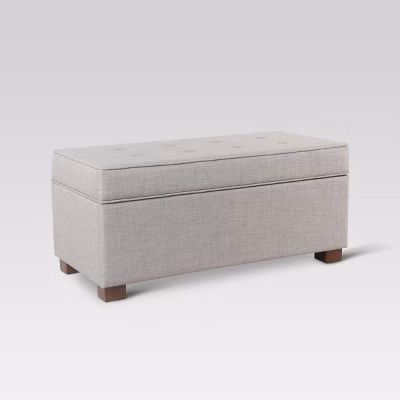 Shelton Tufted Top Storage Ottoman - Gray - Threshold™: Upholstered Rectangular Furniture With Lid