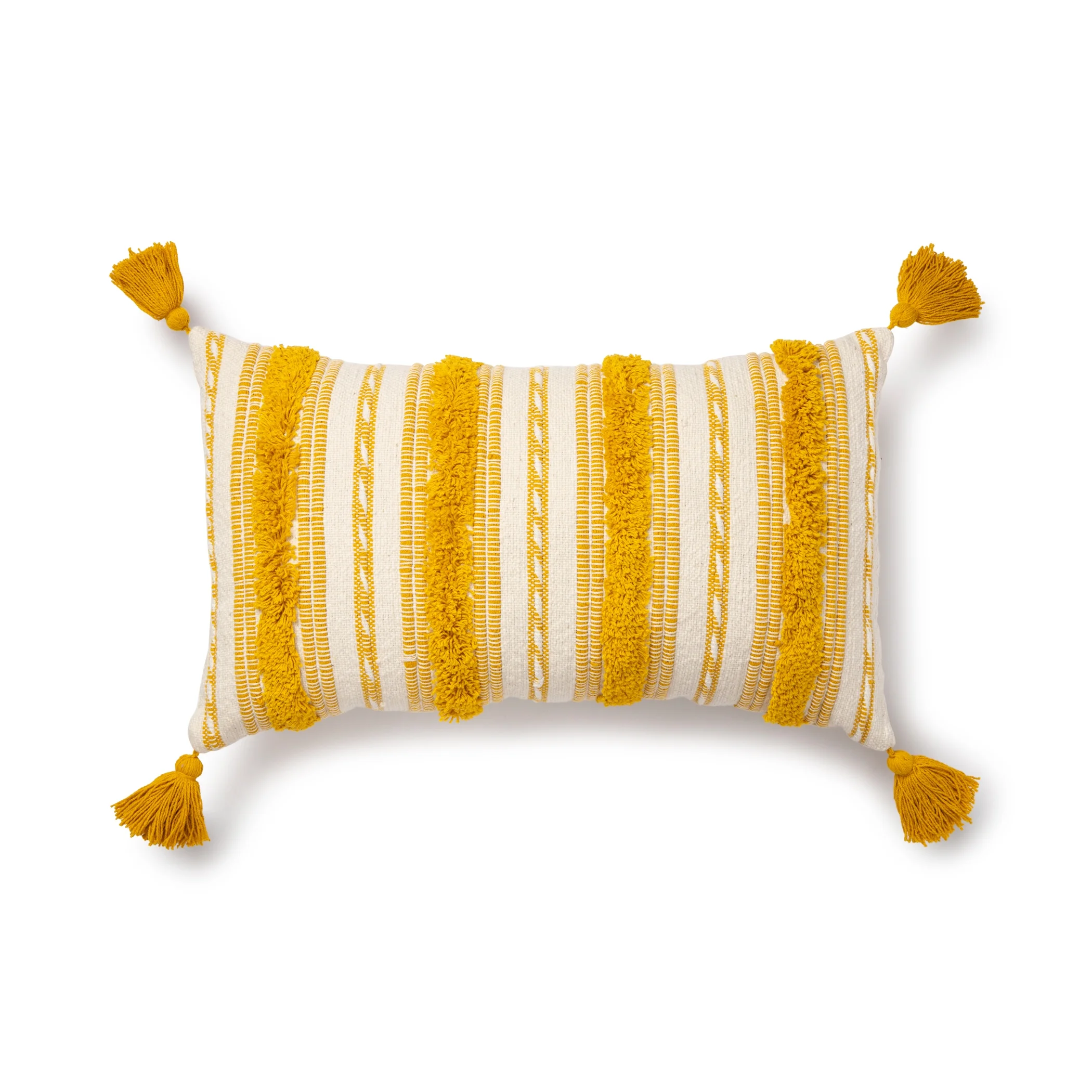 Better Homes & Gardens Woven Tufted Decorative Lumbar Pillow, 14" X 24", Yellow, 1 Per Pack