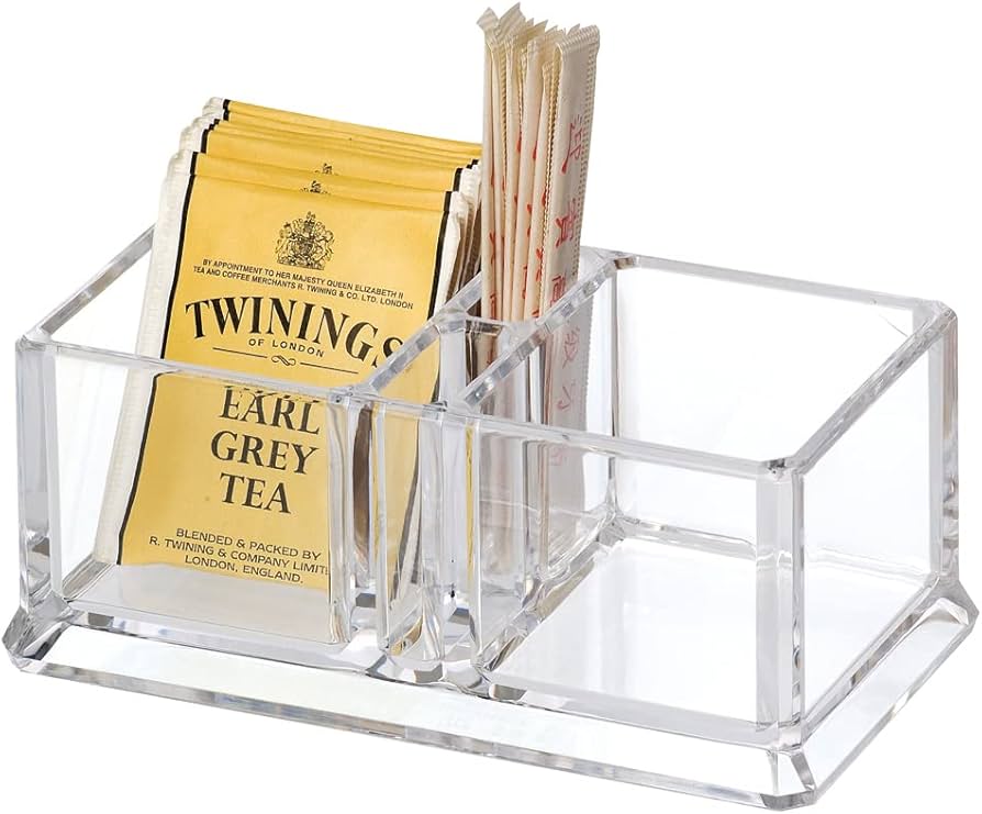 Yakri Clear Acrylic Two Lattices Tea Bags Holder Coffee Sugar Bag Case Guest Room Storage Boxes Ytbh-001 : Home & Kitchen