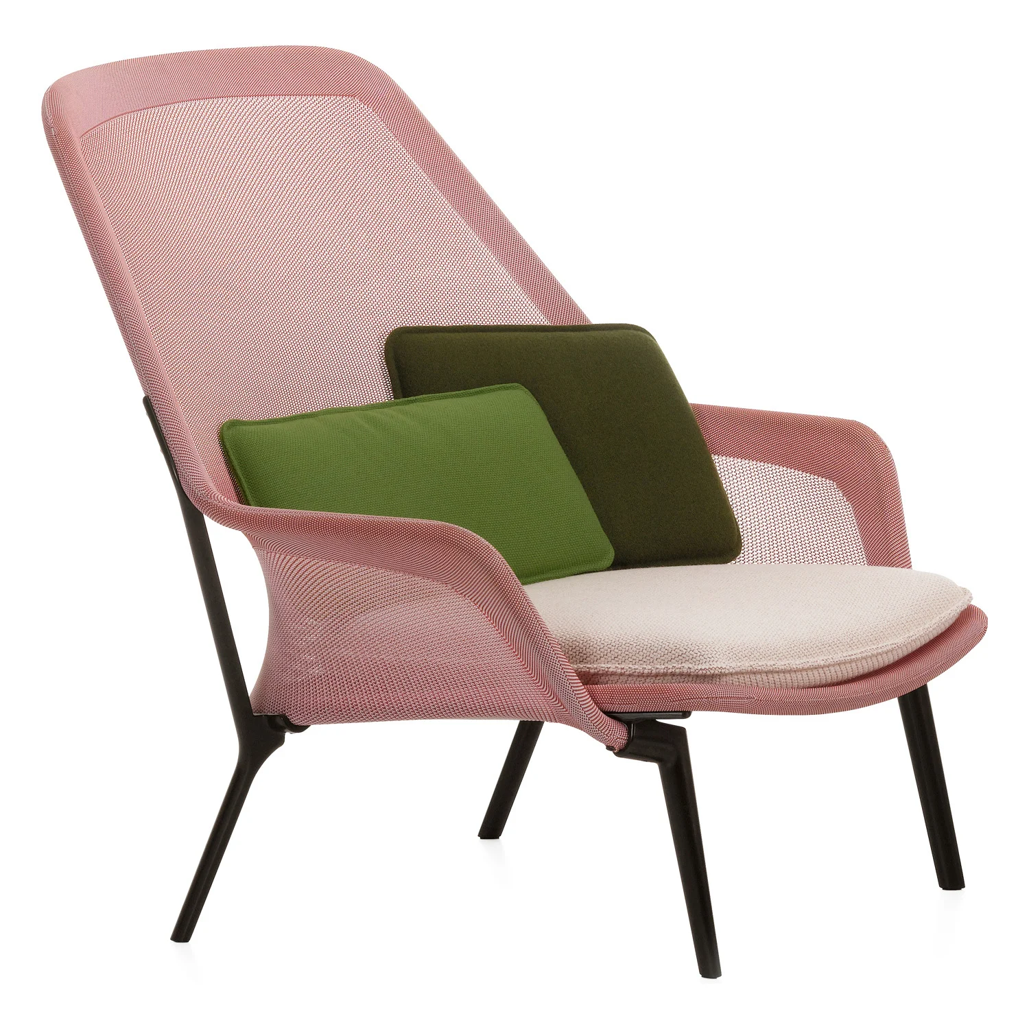 Vitra Slow Chair, Red/cream - Chocolate