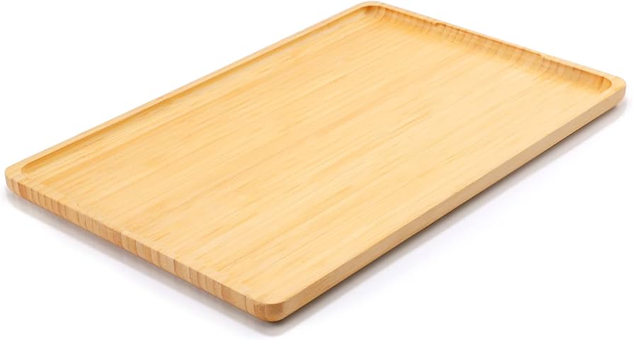 Webacoo Bamboo Serving Tray Rectangle Glossy Decorative Serving Platter With Handles Ottoman And Coffee Table Accessory Lap Tray For Party And Dinner 15" X 10" : Home & Kitchen