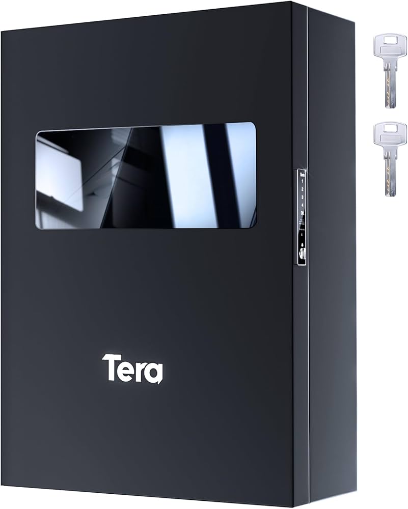 Tera Wall Ev Charger Protective Box: Keyless Digital Lock With Keypad Front Tempered Glass 32lb Super Heavy Duty Waterproof Outdoor Use Cable Organizer Case Universal Exemplary Craftsmanship B01 Pro : Automotive