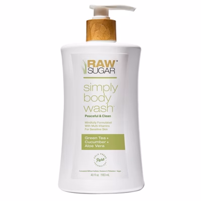 Raw Sugar Simply Body Wash For Sensitive Skin - Green Tea + Cucumber + Aloe Vera - 40 Fl Oz