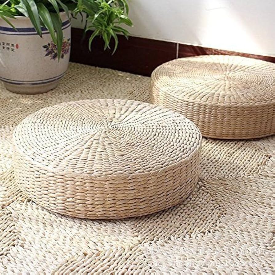 Mahao Japanese Style Handcrafted Eco-friendly Padded Knitted Straw Flat Seat Cushion