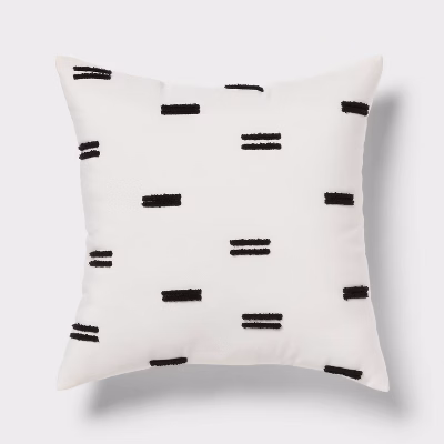 Square Decorative Pillow White/black - Room Essentials™: Canvas Texture, Recycled Polyester, Indoor Abstract Design
