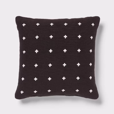 Plus Stitch Square Edge Pillow Black/ivory - Threshold™: Cotton Dobby Fabric, Indoor Use, Sewn Seam Closure