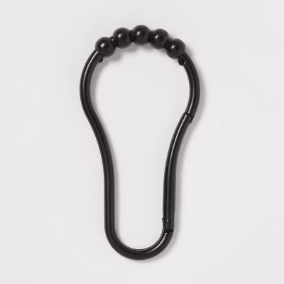 V Hook Shower Curtain Rings Matte Black - Threshold™: Zinc Alloy, Black Plated, 12-pack Hooks