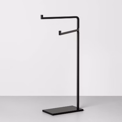 Metal Hand Towel Stand Matte Black - Hearth & Hand™ With Magnolia: Compact Bathroom Organizer