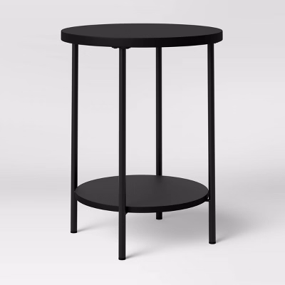 Wood And Metal Round End Table Black - Room Essentials