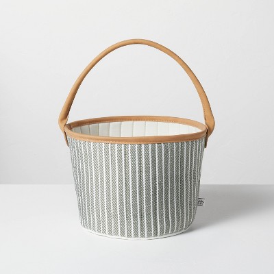 Fabric Easter Basket With Faux Leather Handle - Hearth & Hand™ With Magnolia: Spring Decor, Stuffers Storage