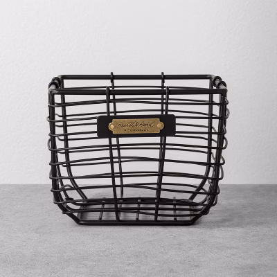 Small Wire Storage Basket Black - Hearth & Hand™ With Magnolia: Metal Handwoven Organizer, Farmhouse Style, 5"x6.25