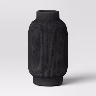 Tall Ceramic Vase Black - Threshold™: Watertight Tabletop Decor, Spot Clean, 12.5" Height
