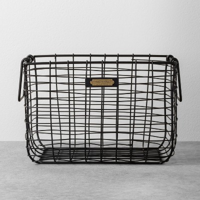 Medium Wire Storage Basket Black - Hearth & Hand™ With Magnolia: Metal Rectangular Organizer, Farmhouse Decor, Spot Clean
