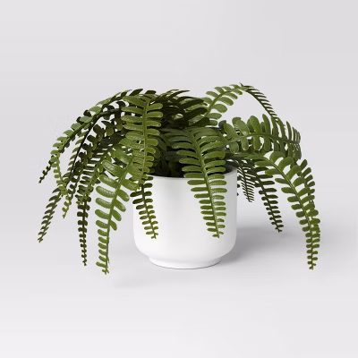Artificial Fern Plant Light - Threshold™: Indoor Faux Greenery, Melamine Pot, Tabletop Decor