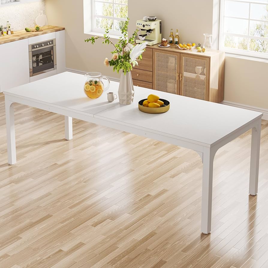 Tribesigns White Dining Table For 6-8 Person