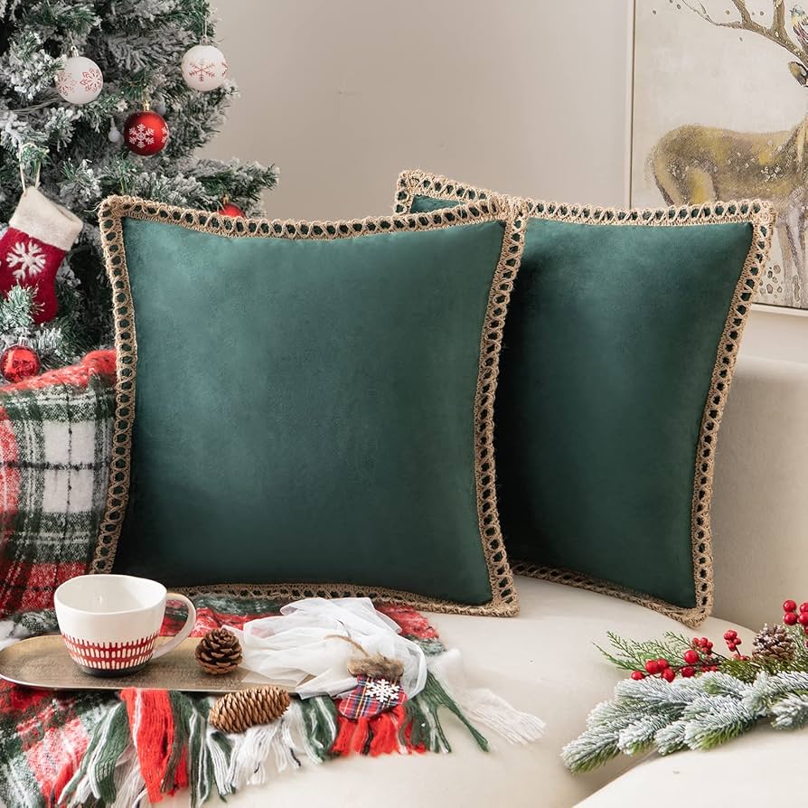 Aqothes Set Of 2 Velvet Decorative Throw Pillow Covers 18x18 Inch