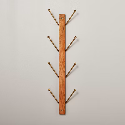 24" Wood & Metal Vertical Wall Rack Brown/brass - Hearth & Hand™ With Magnolia: Entryway Storage, No Assembly Required