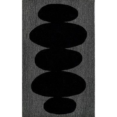 Momeni 8'x10' Simba Sculpture Handtufted Area Rug Black: Wool, Geometric Pattern, Medium Pile, Indoor Use