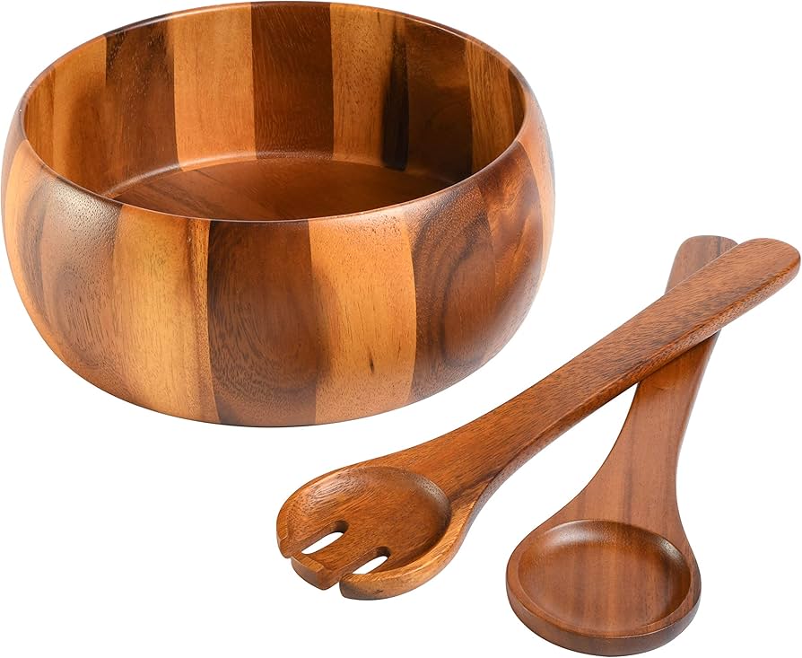 Gibson Home Laurel Acacia Wood Salad Bowl Set
