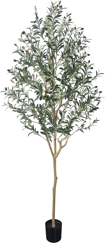 Phimos Artificial Olive Tree Tall Fake Potted Olive Silk Tree With Planter Large Faux Olive Branches And Fruits Artificial Tree For Modern Home Office Living Room Floor Decor Indoor (6.23ft) : Home & Kitchen