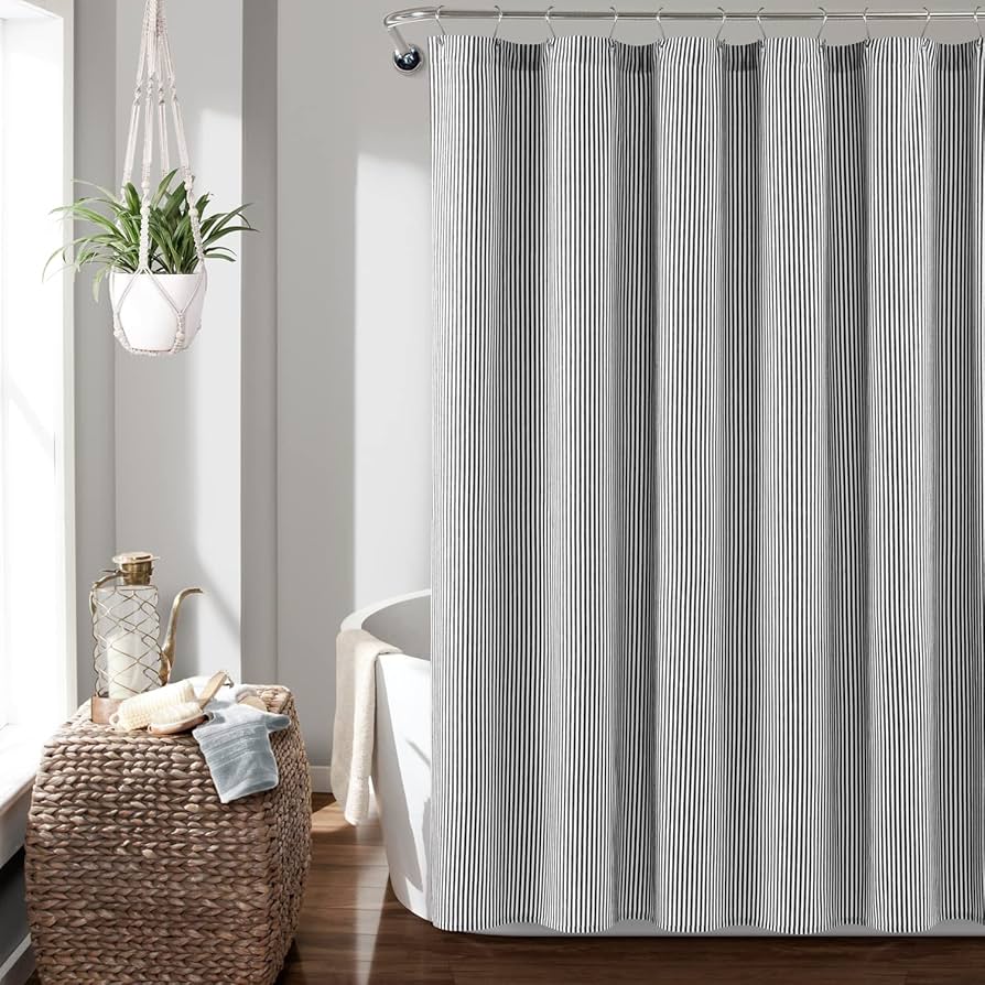Lush Decor Farmhouse Vintage Stripe Yarn Dyed Cotton Shower Curtain