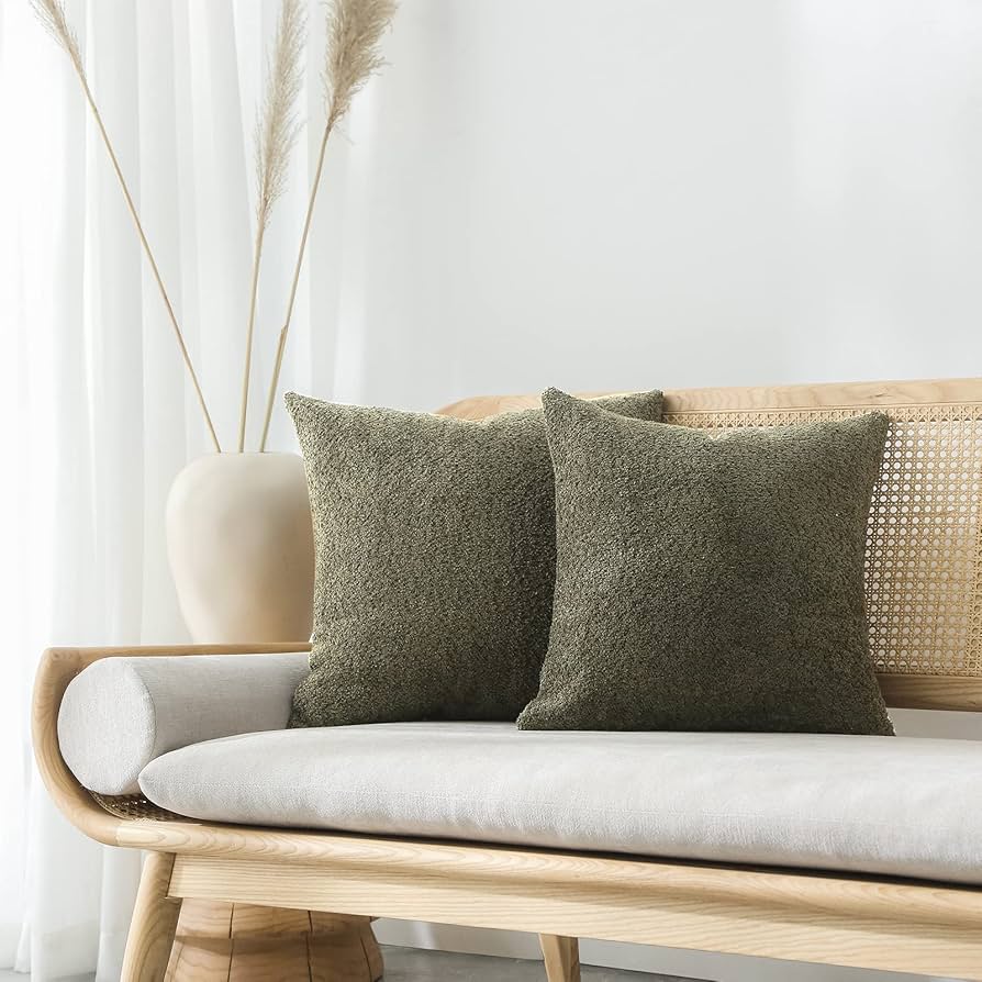 Fiouovo Textured Farmhouse Throw Pillow Covers 18x18 Decorative Pillows For Bed Couch Living Room Rustic Neutral Accent Cushion Cases Set Of 2