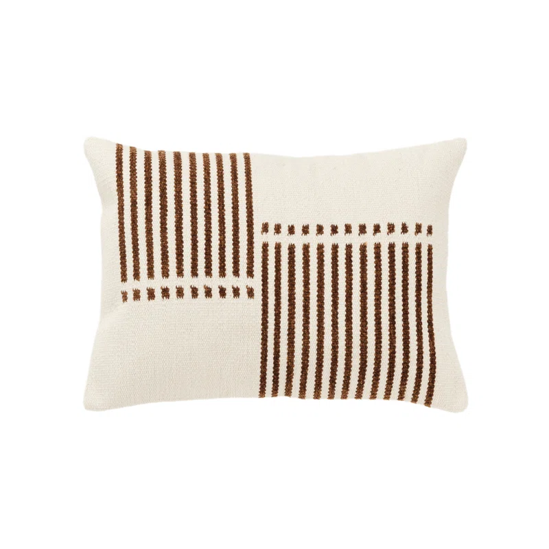 Carlus Striped Cotton Blend Reversible Throw Pillow