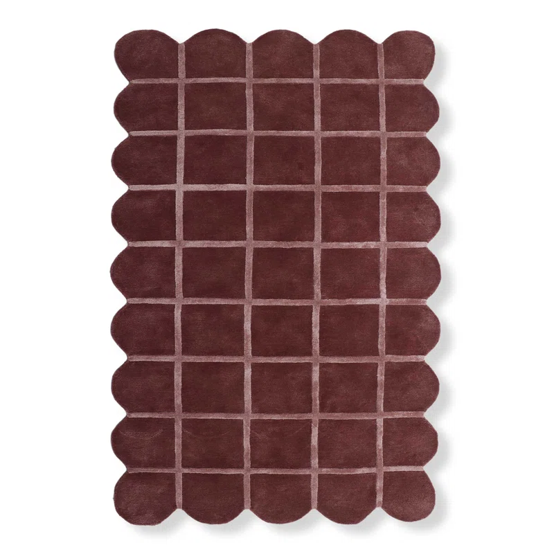 Geometric Hand Tufted Area Rug in Red