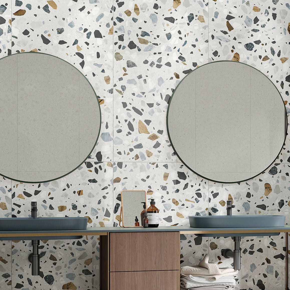 Shore White And Blue Terrazzo Look Porcelain Tile