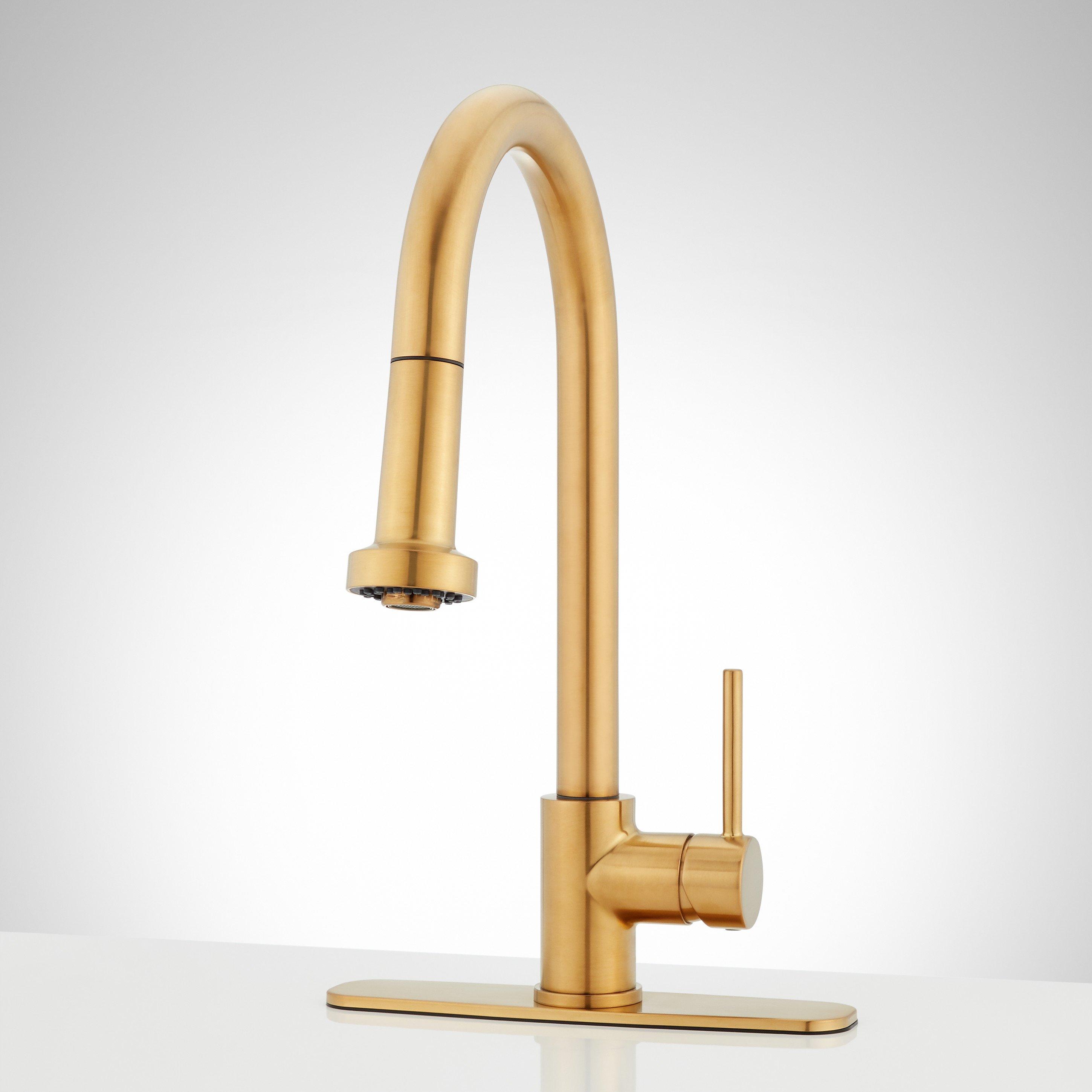 Ridgeway Pull-down Touchless Kitchen Faucet With Deck Plate - Brushed Gold